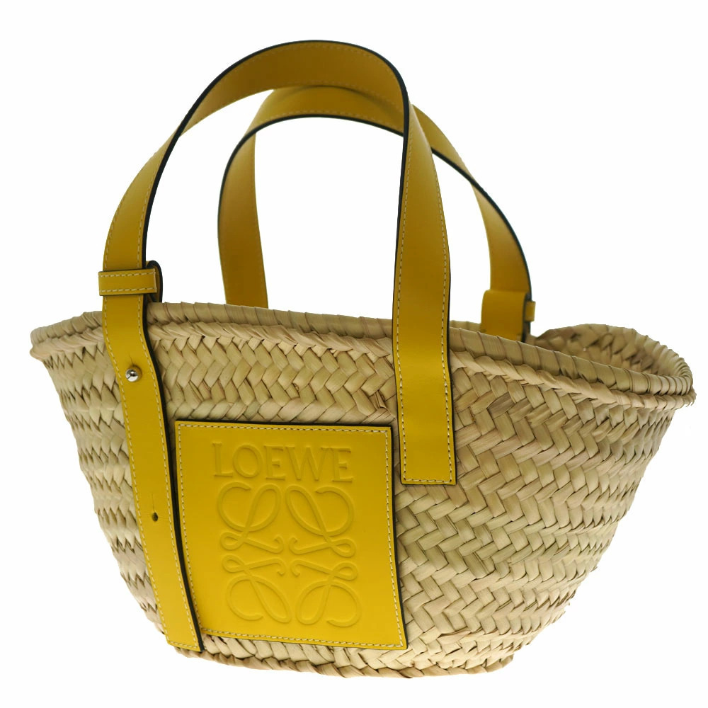 LOEWE Basket Bag Straw Tan Tote Yellow